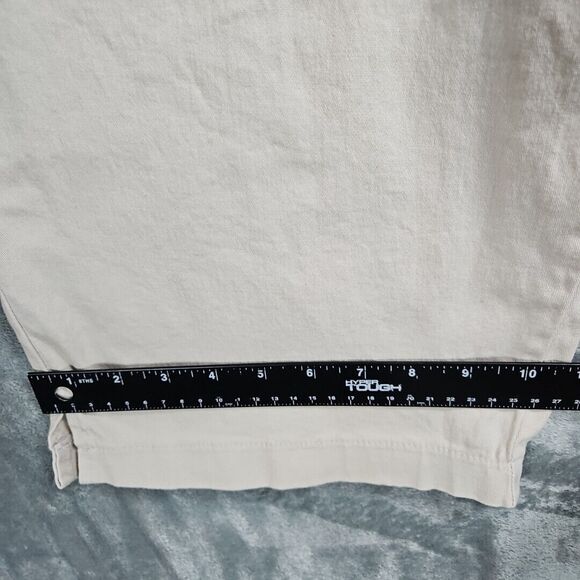 D&Co Cropped Pants Sz Lg Ivory Beige cotton elastane elastic waist stretch pullo - Picture 3 of 10